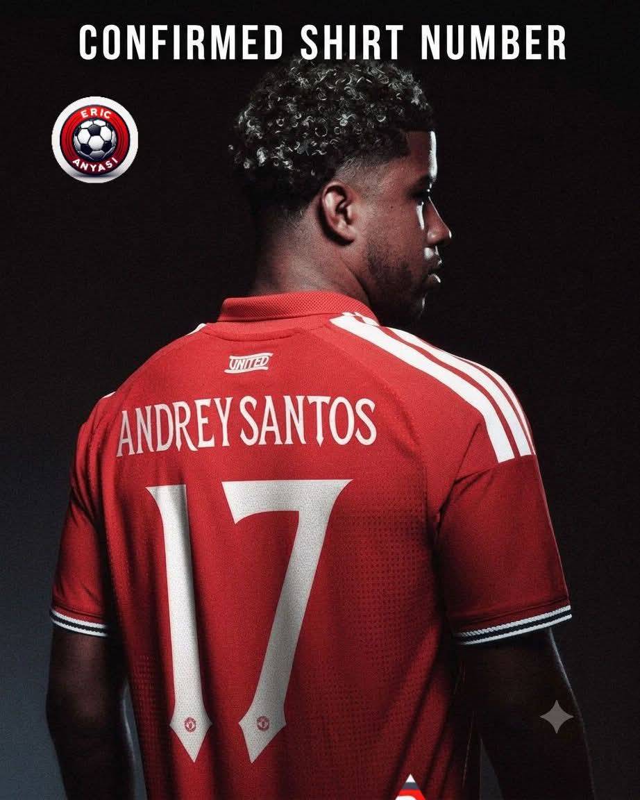 ๐จโฝ OFFICIAL:
Manchester United has confirmed shirt number 17 for Andrey Santos
Welcome to the bigg...