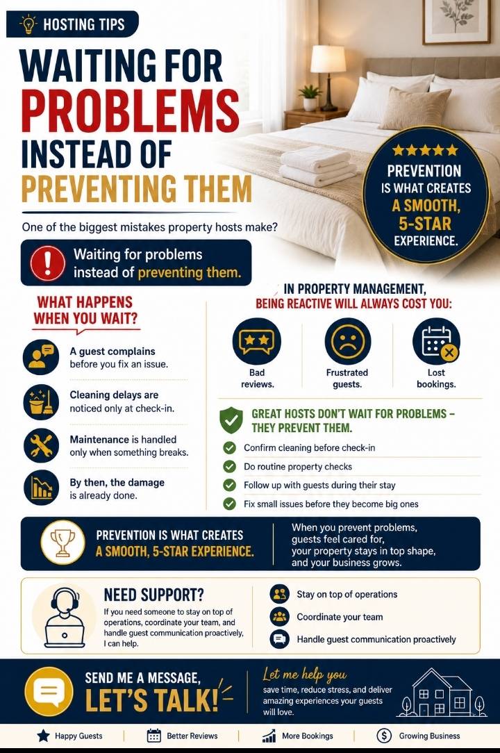 Hosting tip:
One of the biggest mistakes hosts make? Waiting for problems instead of preventing them...