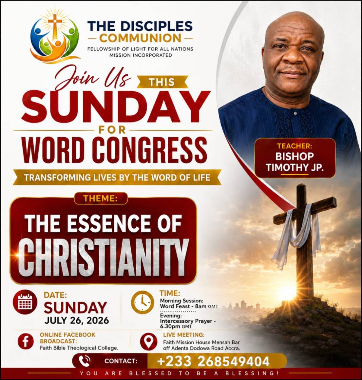 Join us for word Congress this Sunday.