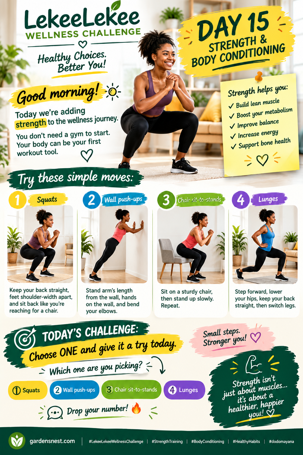 STRENGTH & BODY CONDITIONING 💪🏽

Good morning! ☀️

Today we’re adding strength to the wellness jou...