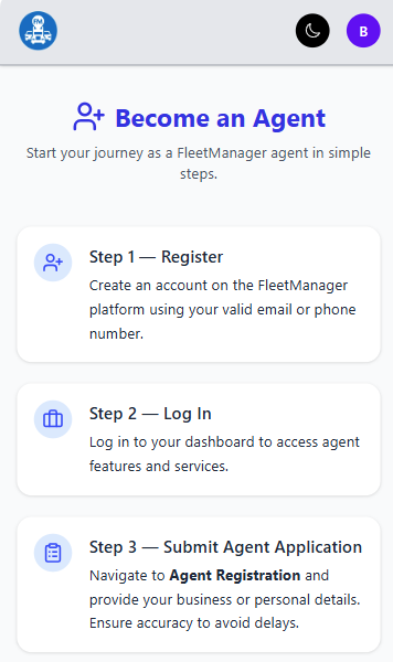 Become a FleetManager Agent and Earn from Vehicle Document Renewals
Do you know vehicle owners, tra...