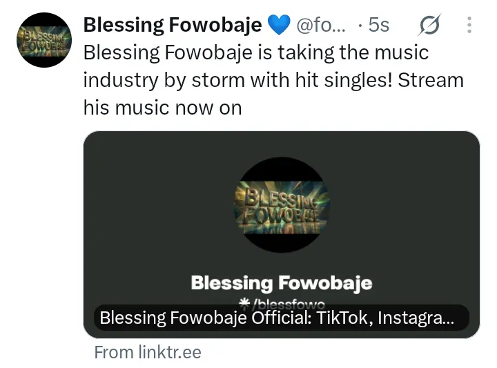 Blessing Fowobaje is taking the music industry by storm with hit singles! Stream his music now on ht...