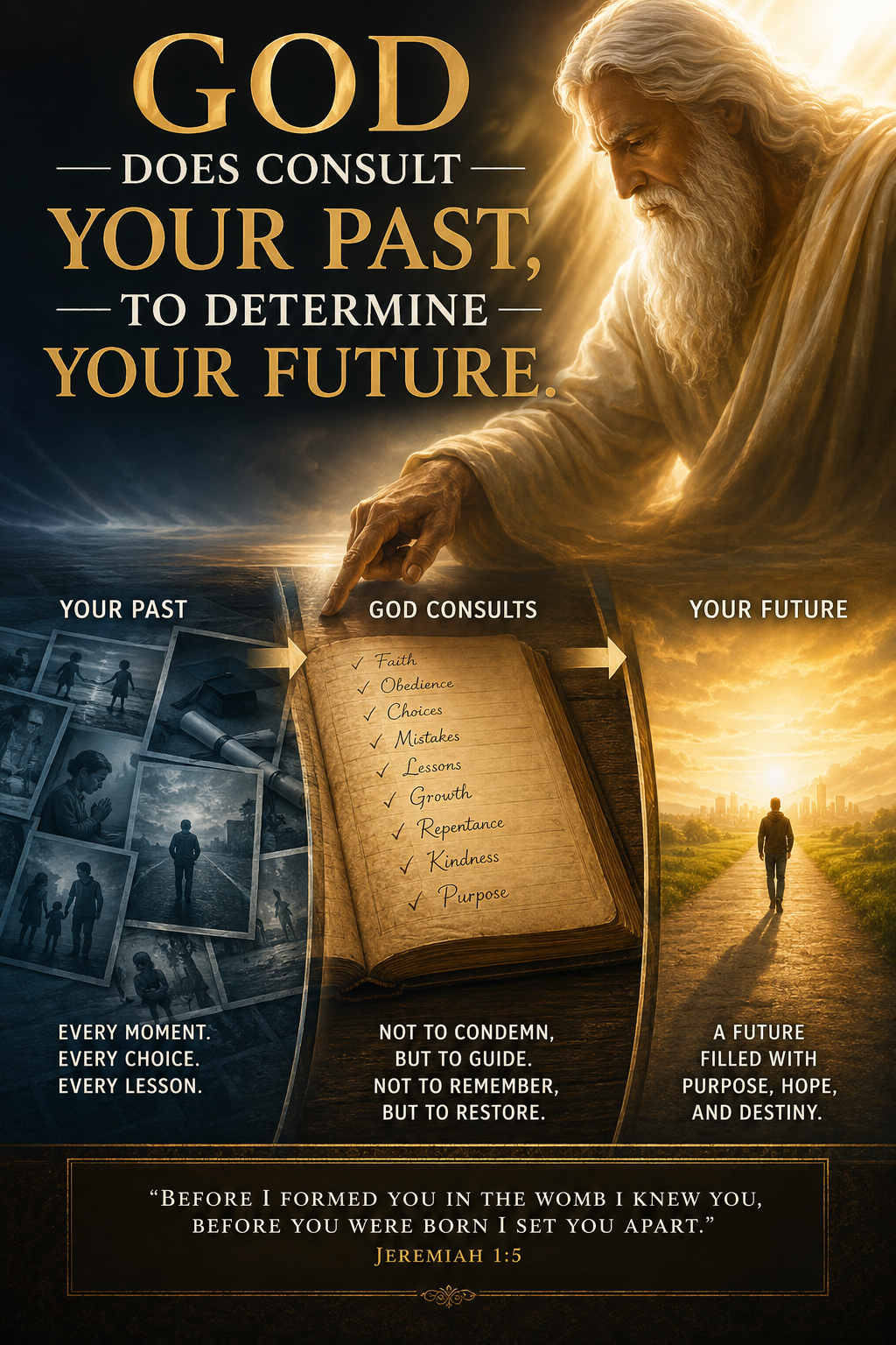 God does consult your past, to determine your future!!! Forget your past and focus on things before...