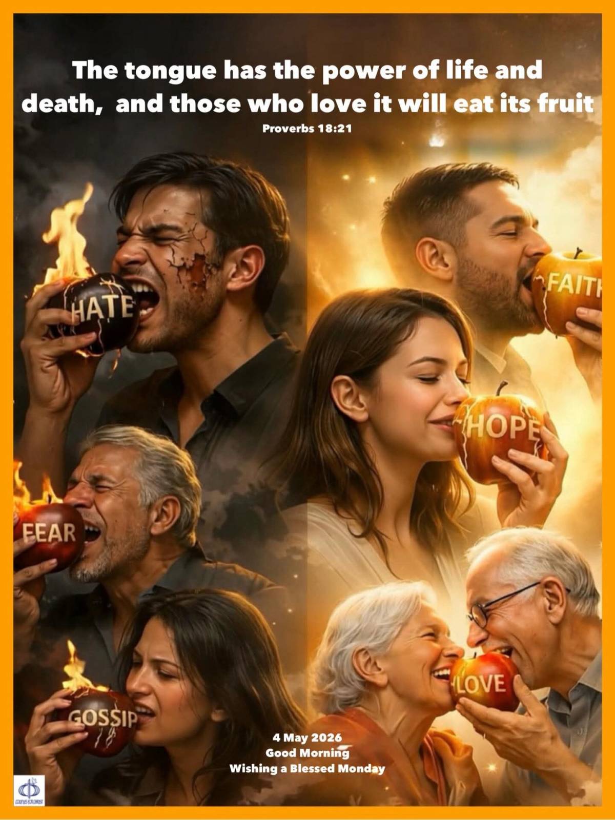 The tongue has the power of life and death, and those who love it will eat its fruit
(Proverbs 18:2...