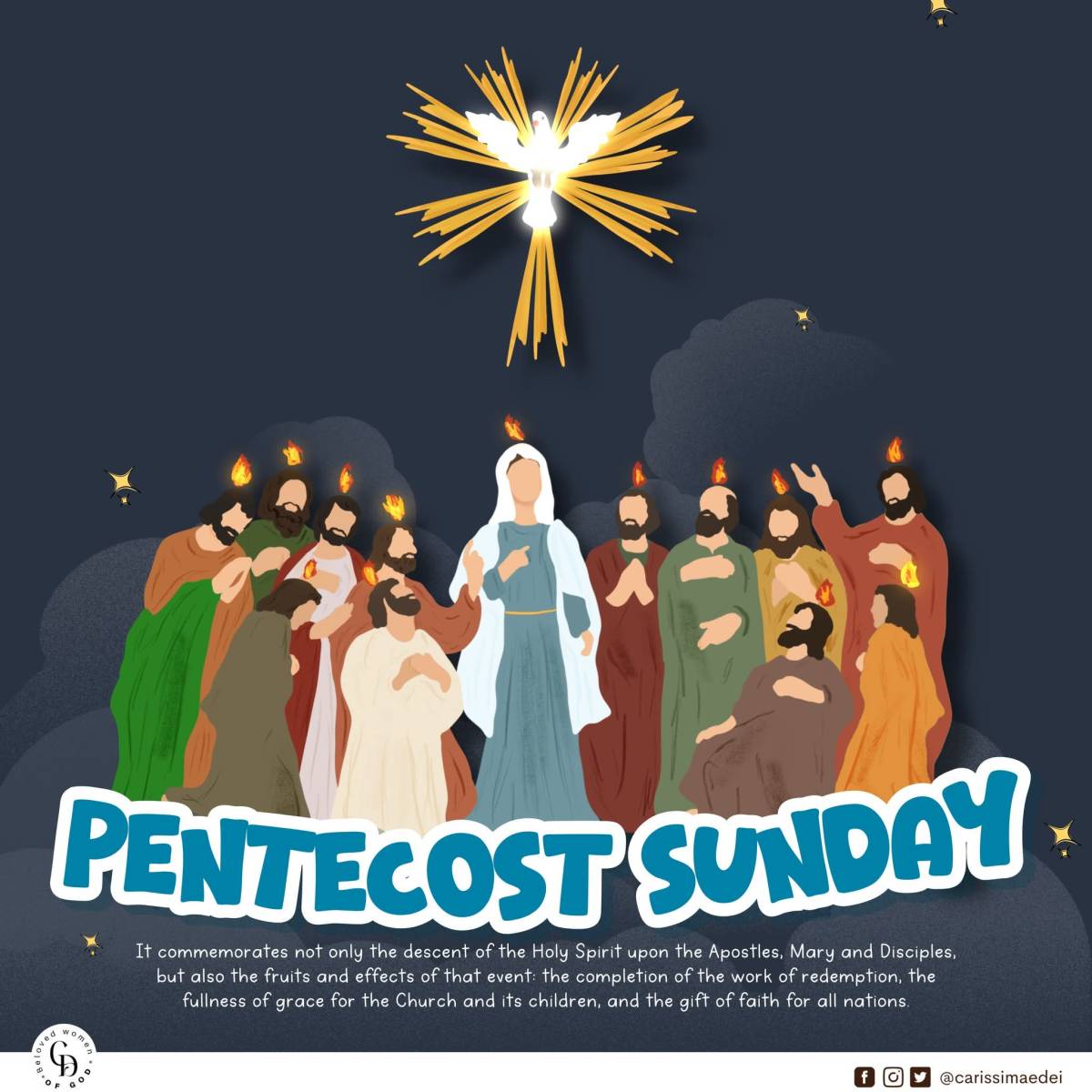 PENTECOST SUNDAY
The word Pentecost is Greek and it means "50th day." Fifty days after Easter Sunda...