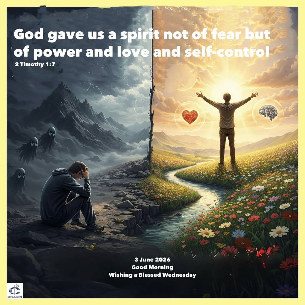 God gave us a spirit not of fear but of power and love and self-control
(2 Timothy 1:7)
