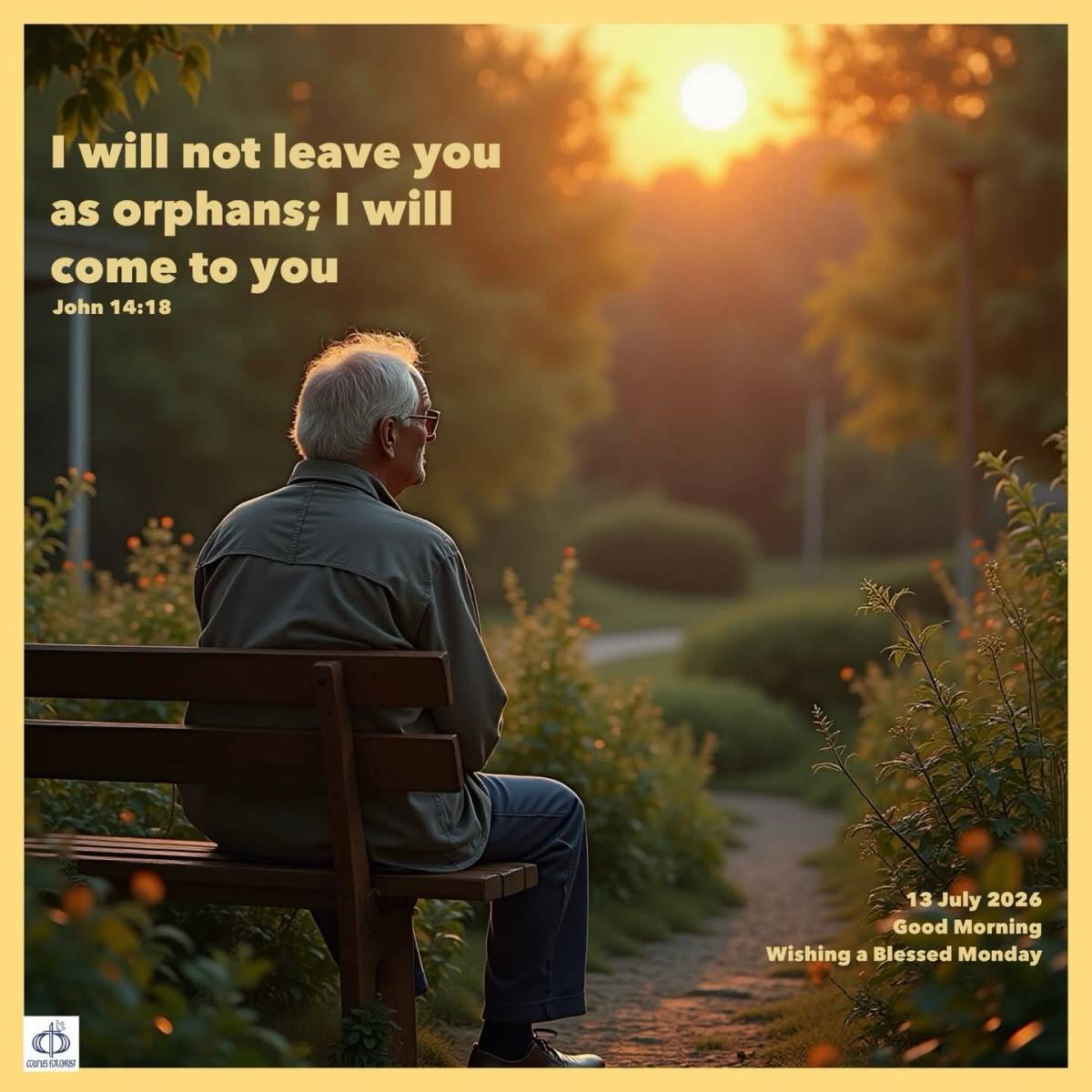 I will not leave you as orphans; I will come to you 
(John 14:18)