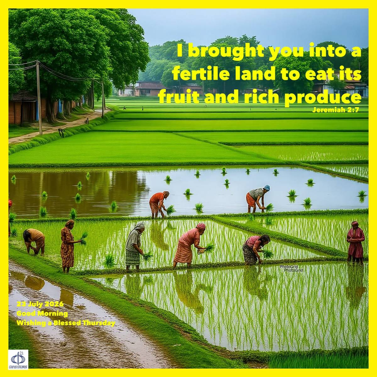 I brought you into a fertile land to eat its fruit and rich produce
(Jeremiah 2:7)