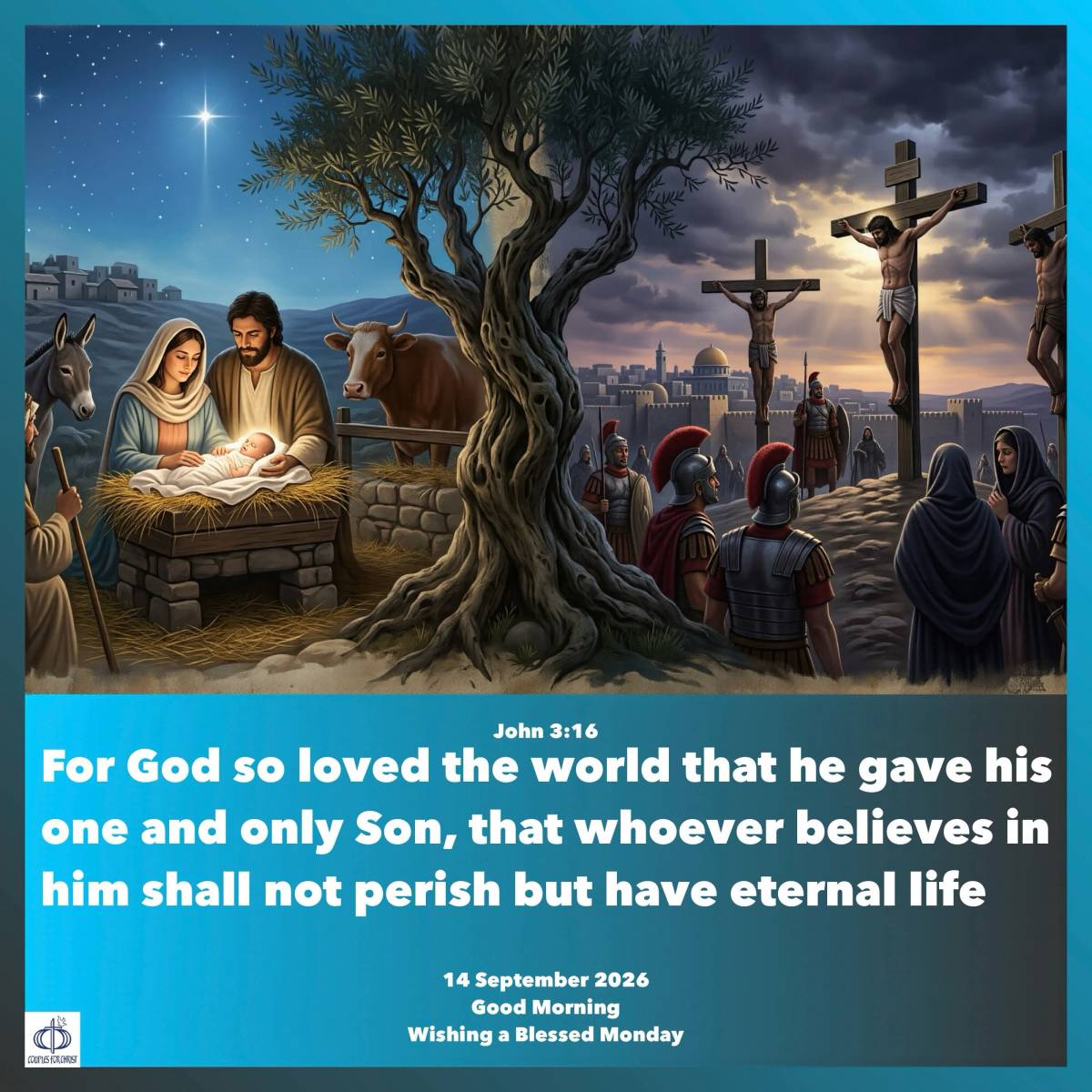 For God so loved the world that he gave his one and only Son, that whoever believes in him shall not...