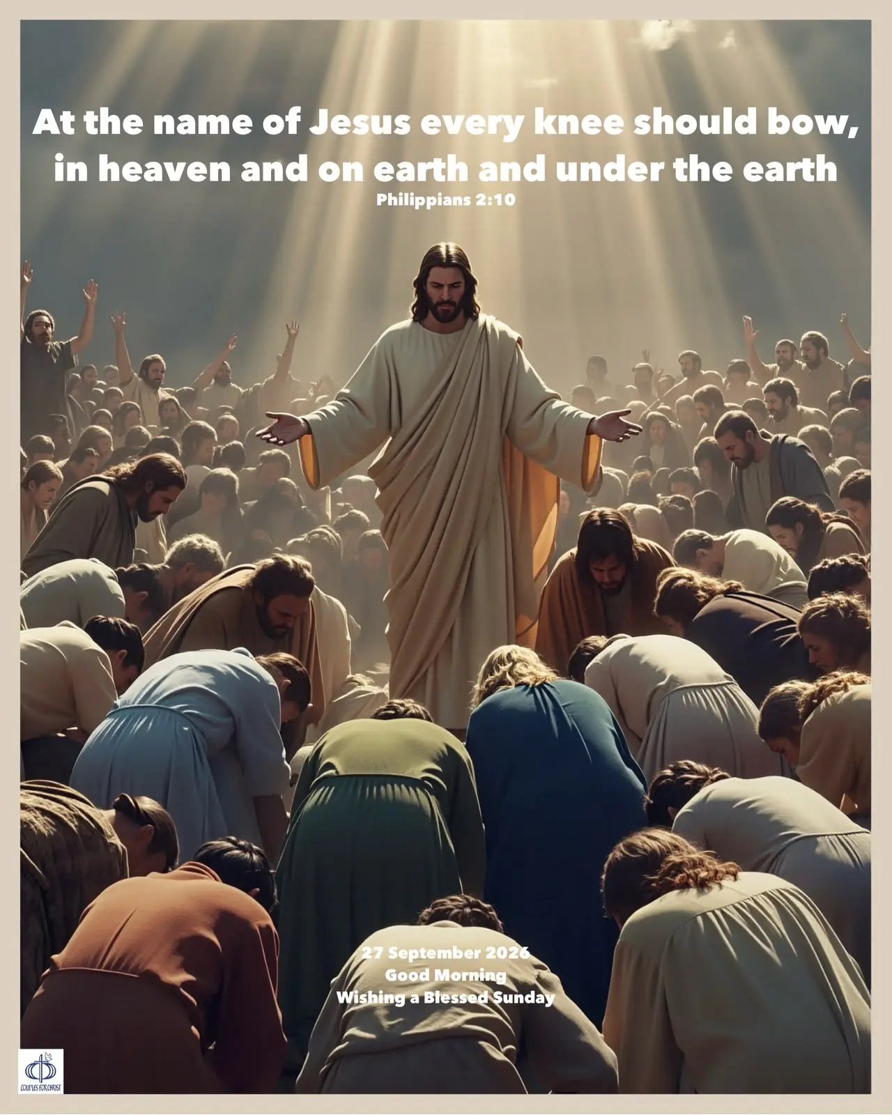 At the name of Jesus every knee should bow, in heaven and on earth and under the earth 
(Philippians...
