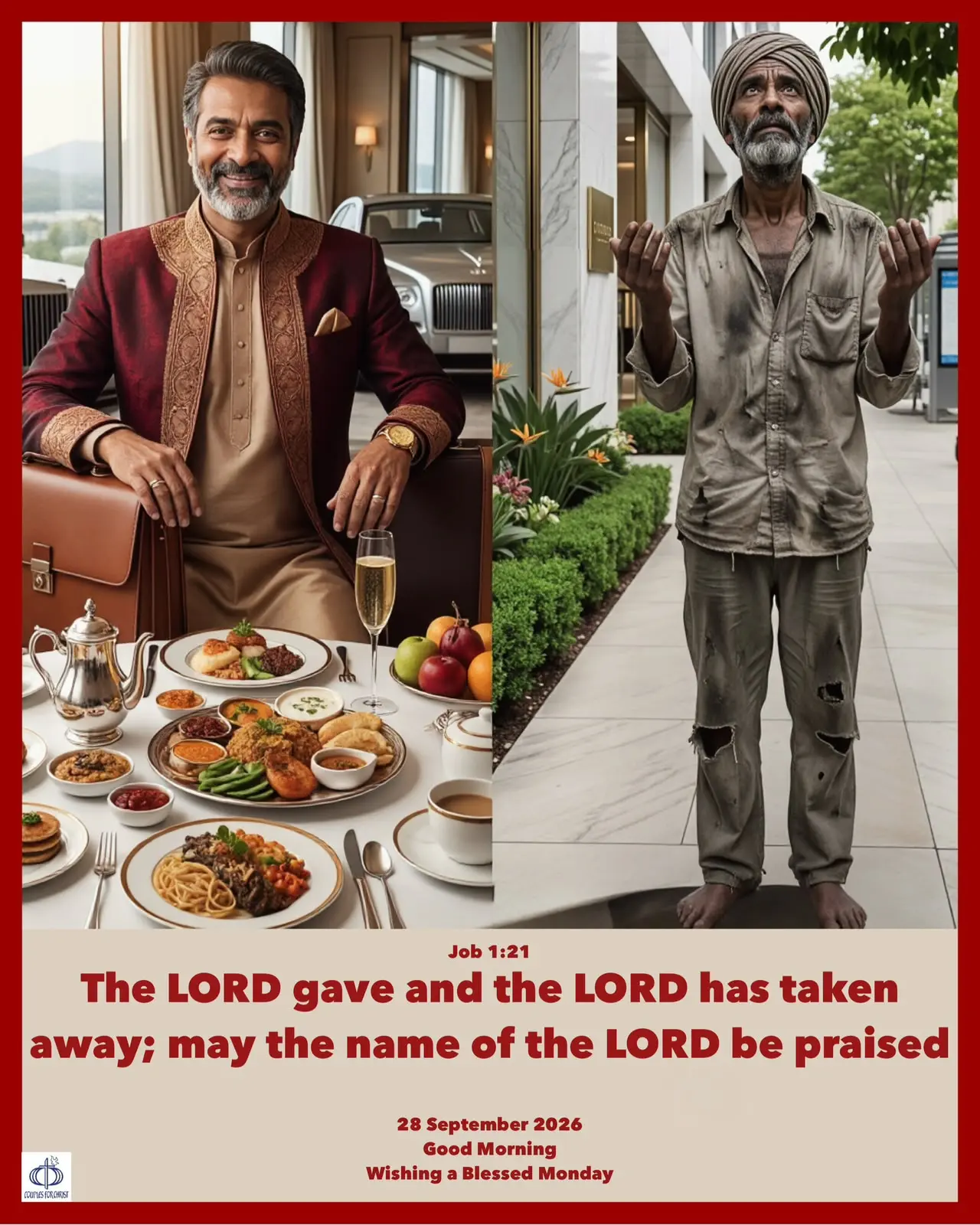 The LORD gave and the LORD has taken away; may the name of the LORD be praised
(Job 1:21)