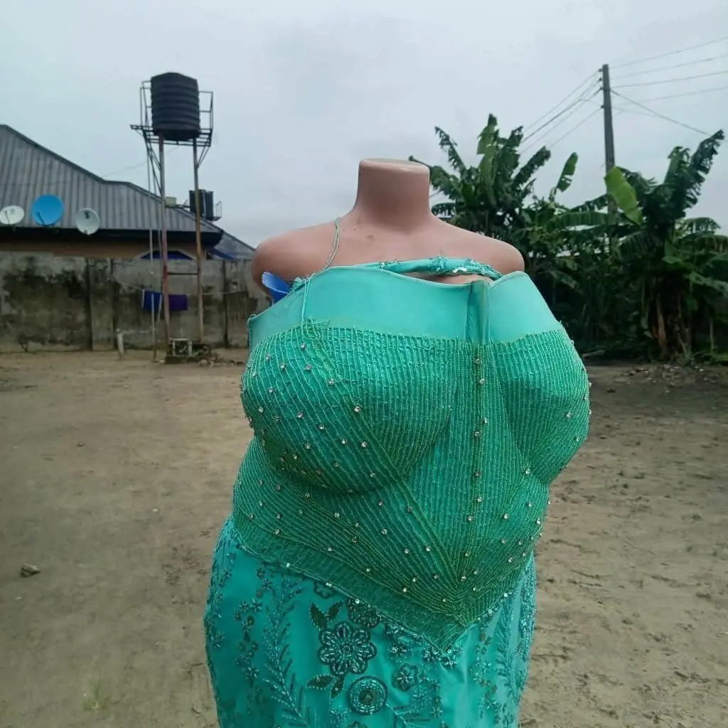My kids sister first project as a Tailor, Just that the Mannequin get pot belle.
.
.
.
#LekeeLekee...