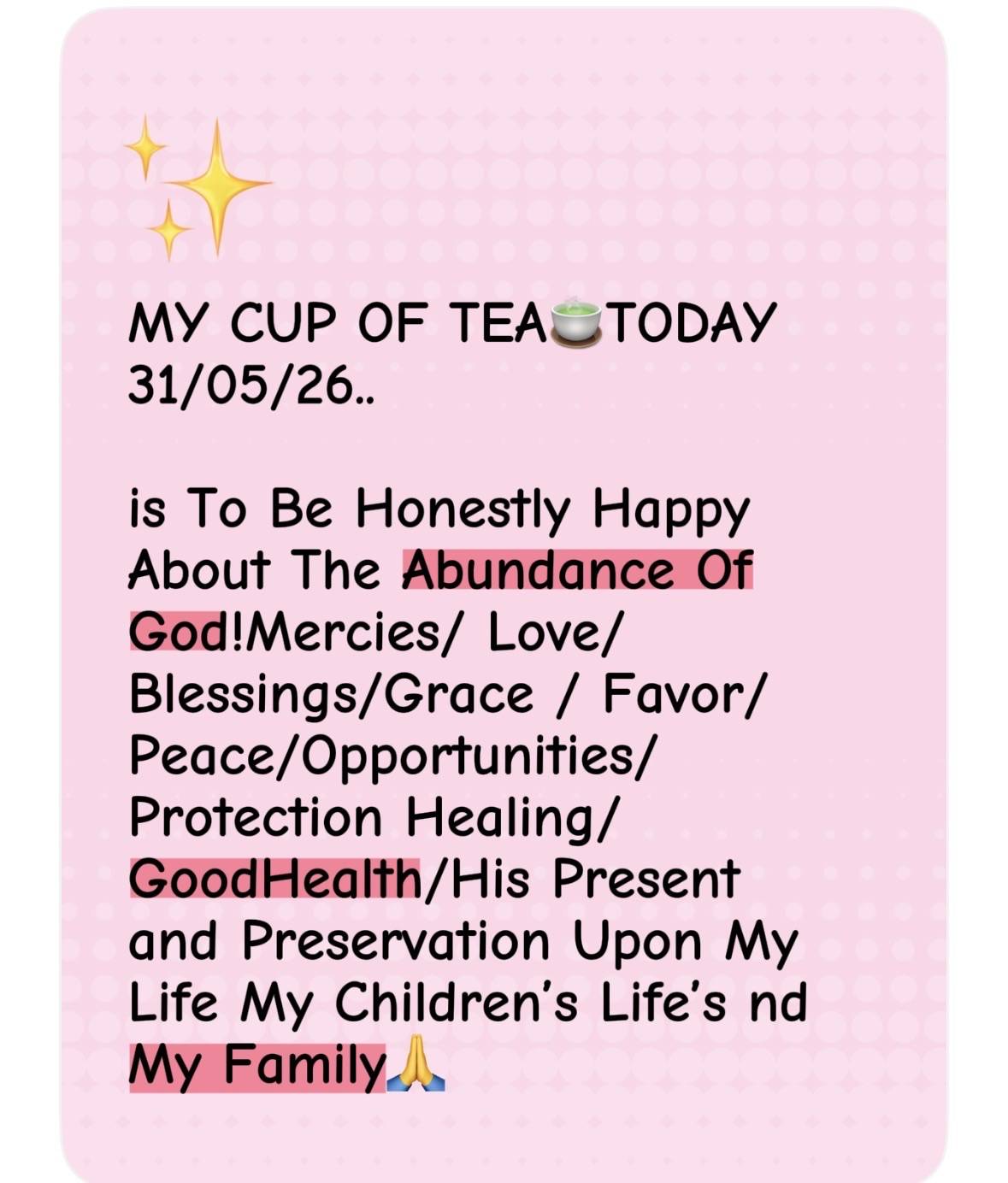 HAPPY SUNDAY TO EVERYONE ..Days Of God’s Power/Grace and Mercy in Our Life’s and in Our Families Lif...