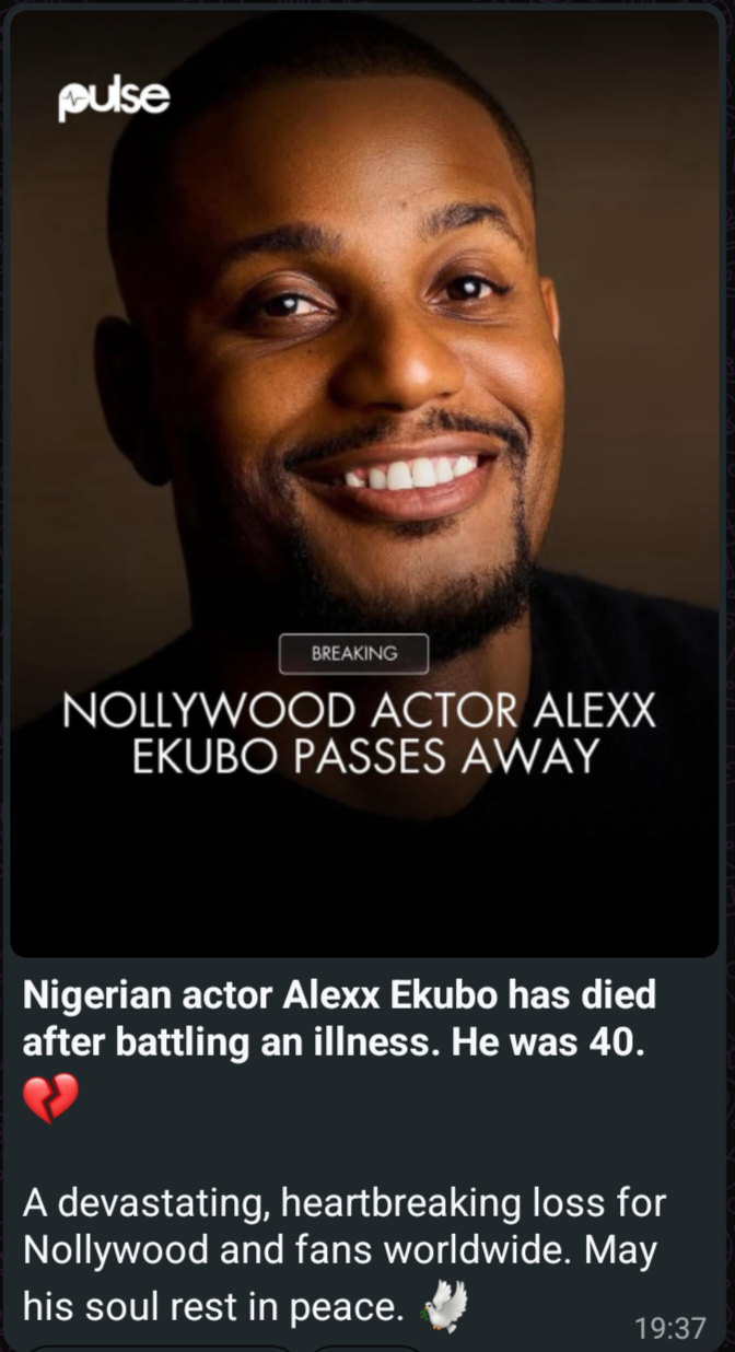 Really sad news ...may his soul rest on