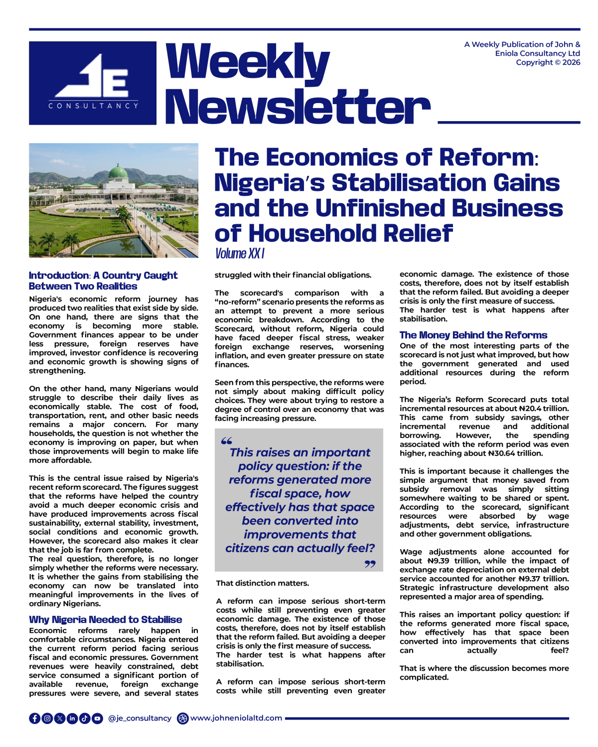NEWSLETTER!
Nigeria’s reform journey is showing signs of progress, with improvements in fiscal sust...