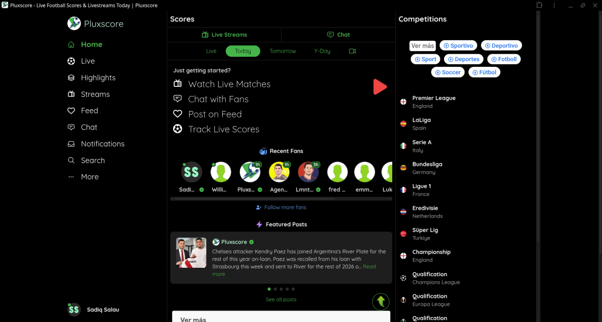 Meet Pluxscore - the everything app for football!
- Watch Live Matches
- Chat with Friends
- More......