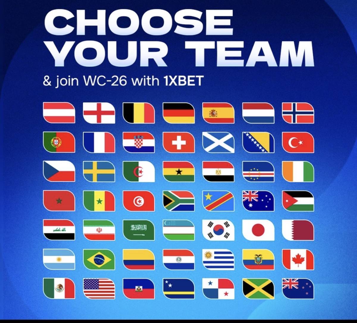 48 nations
Choose your team & support them on WC-26
Drop a flag in comments