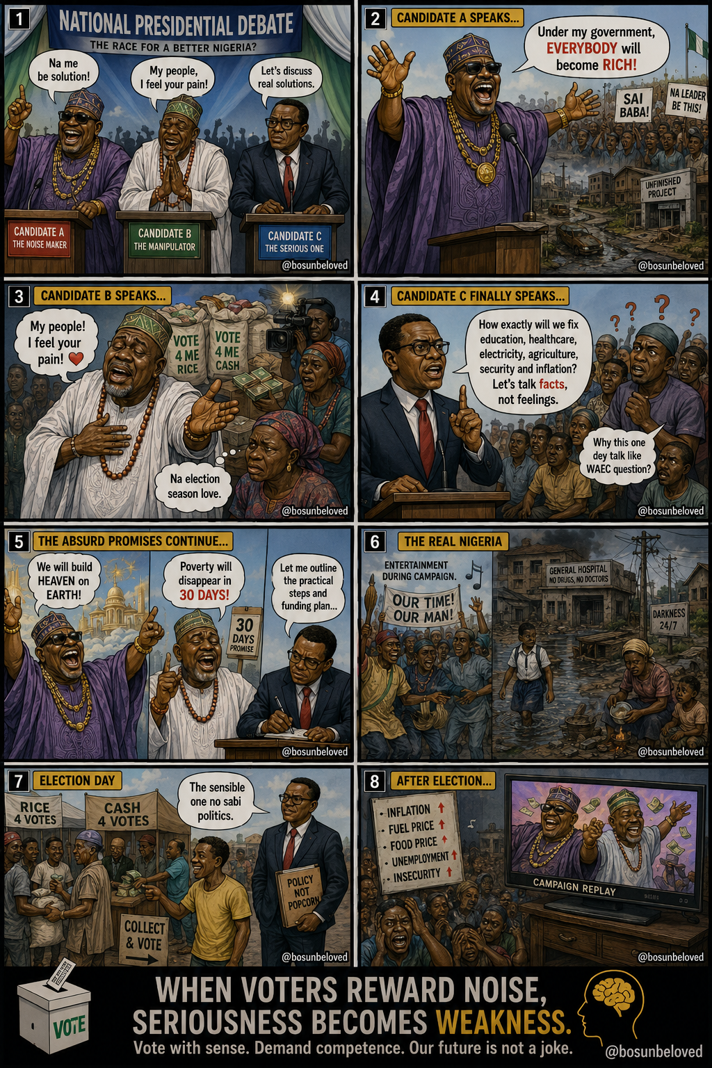 A nation suffers when voters mistake entertainment for leadership.