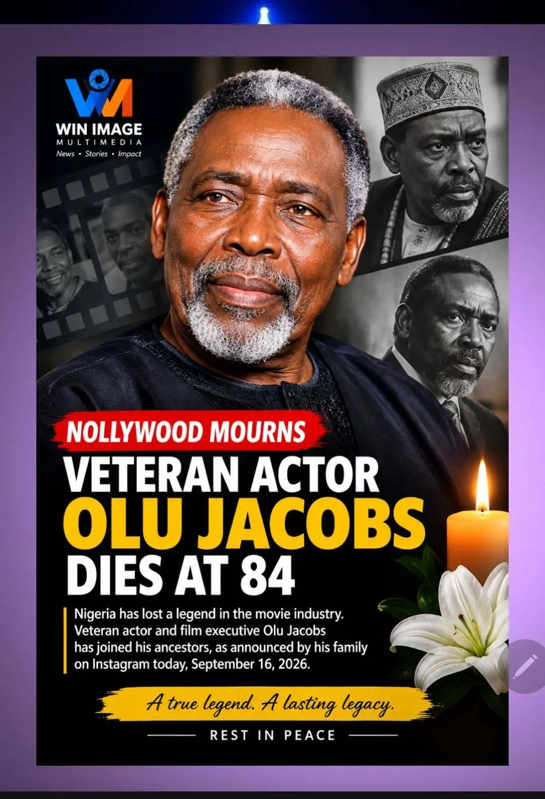 ๐๐๏ธ NOLLYWOOD MOURNS: VETERAN ACTOR OLU JACOBS DIES AT 84
Nigeria has lost one of the most respecte...