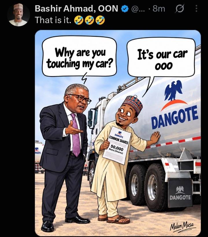 Some shareholders after buying Dangote Refinery shares 🤣🤣