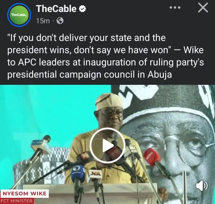 Like this, Wike go just the monitor any APC governor were no go try deliver his state for APC in the...