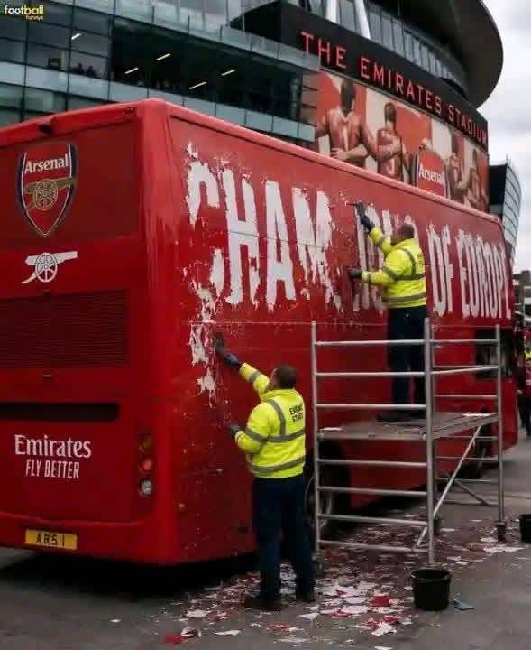 Arsenal’s title parade faces a two-hour delay after the team bus, which had “Champions of Europe” pa...