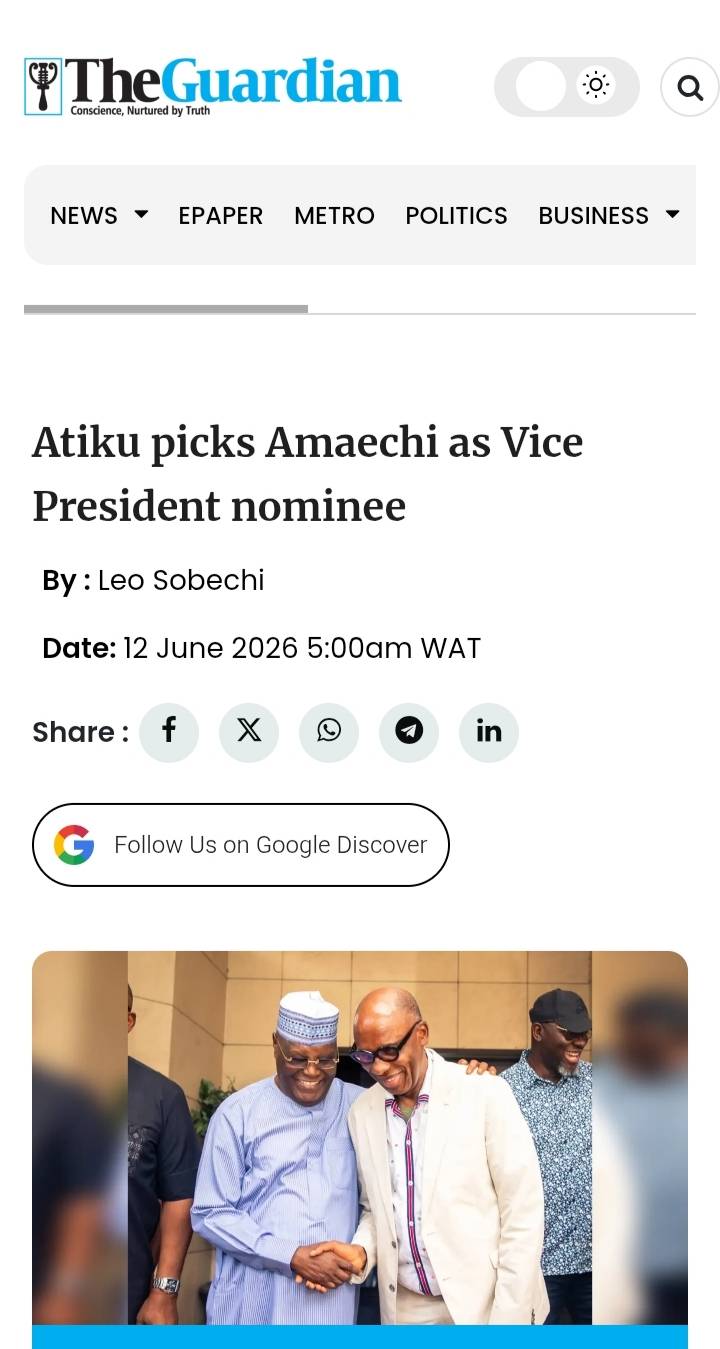 I pray this pairing doesn't work out. Not because I have anything against Rotimi Amaechi being VP. H...