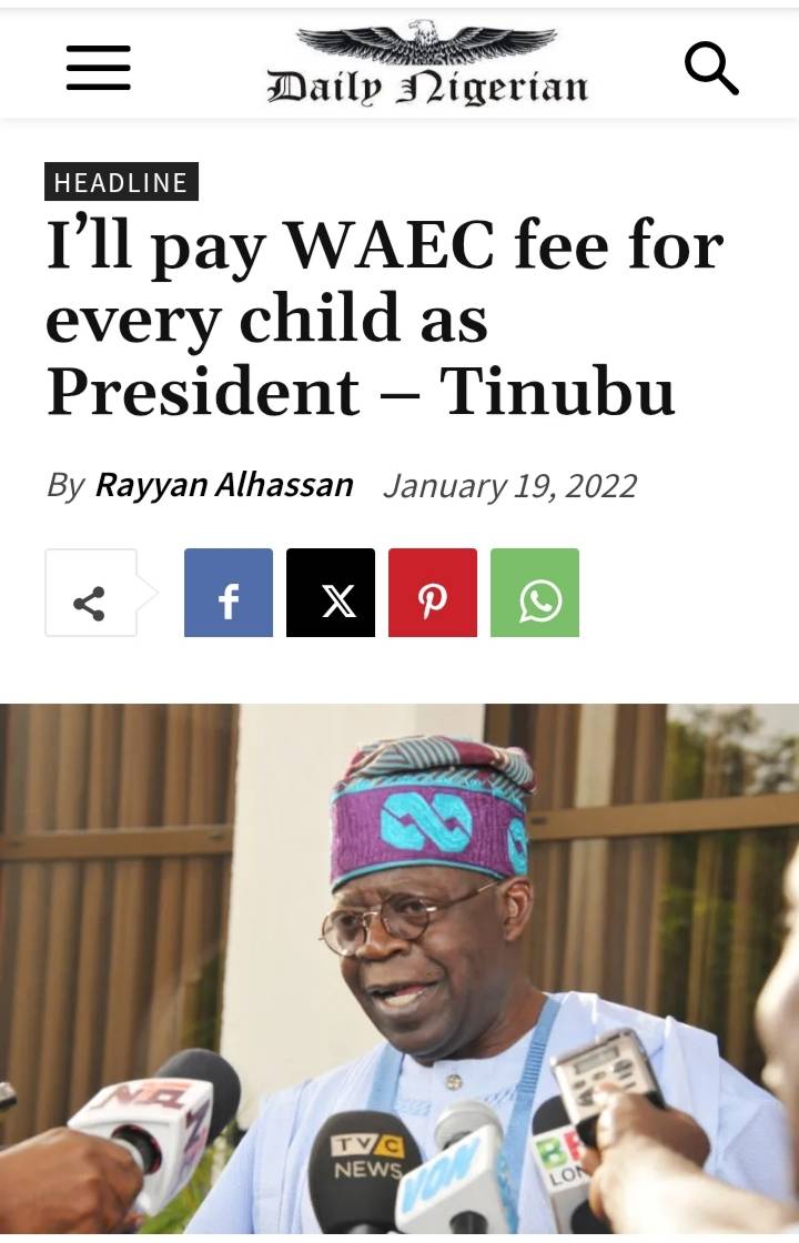 The internet never forgets.
https://dailynigerian.com/pay-waec-fee-child-president/