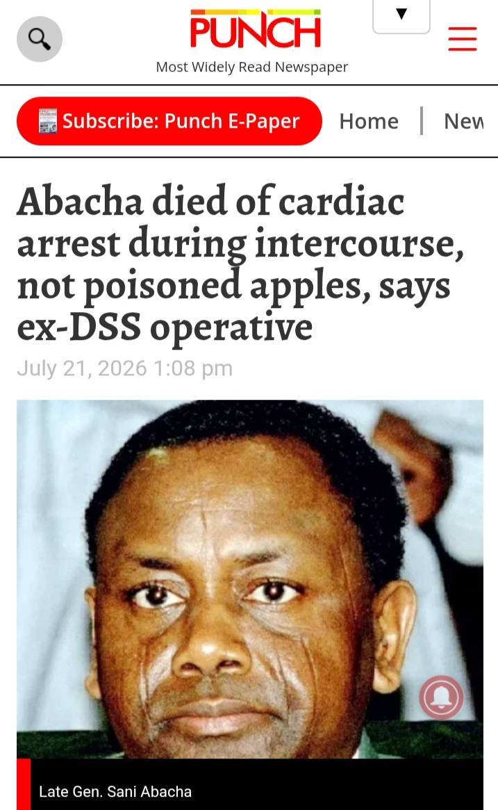 May our exit not be a reproach to our loved ones and God.
https://punchng.com/abacha-died-of-cardiac...