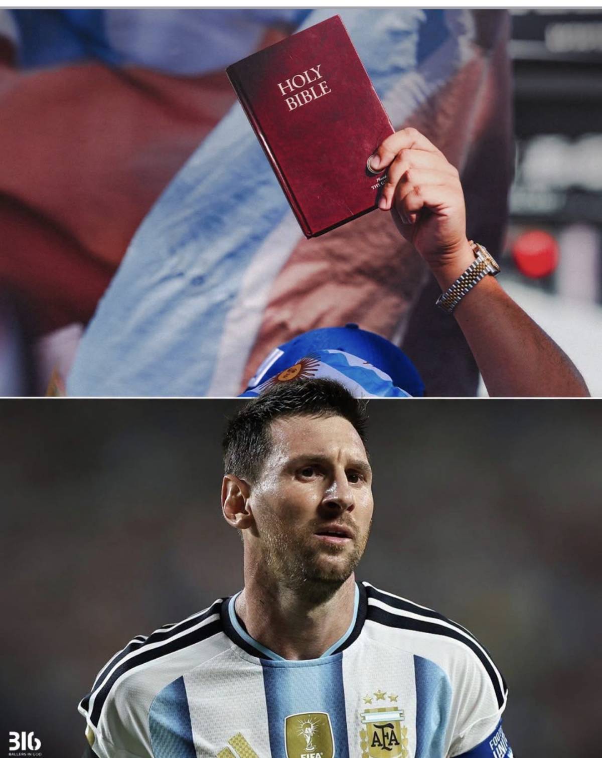 In Argentina's final World Cup match, one supporter lifted a Bible high above the crowd.
While thous...