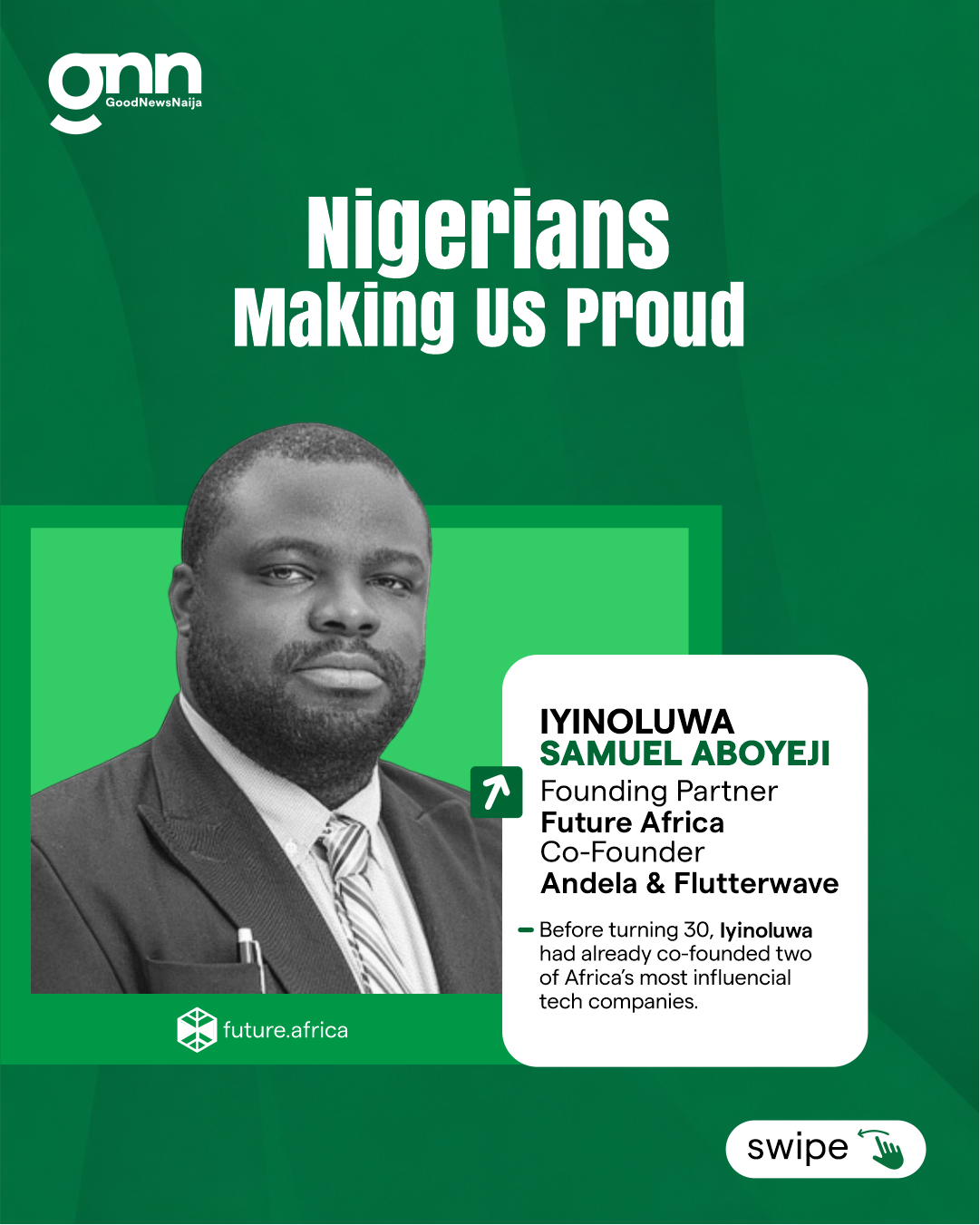 Iyinoluwa Aboyeji @iaboyeji is one of those Nigerians whose work has opened doors for countless peo...
