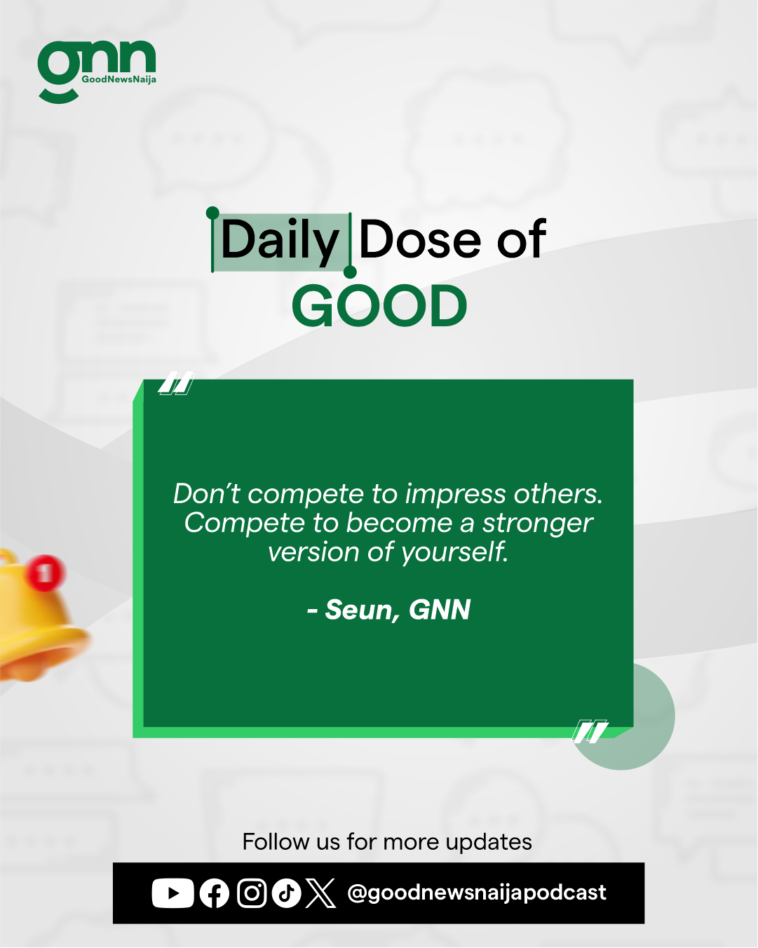 Follow @goodnewsnaijapodcast for more daily reminders.
#GoodNewsNaija #DailyDose #CompeteWithYourse...