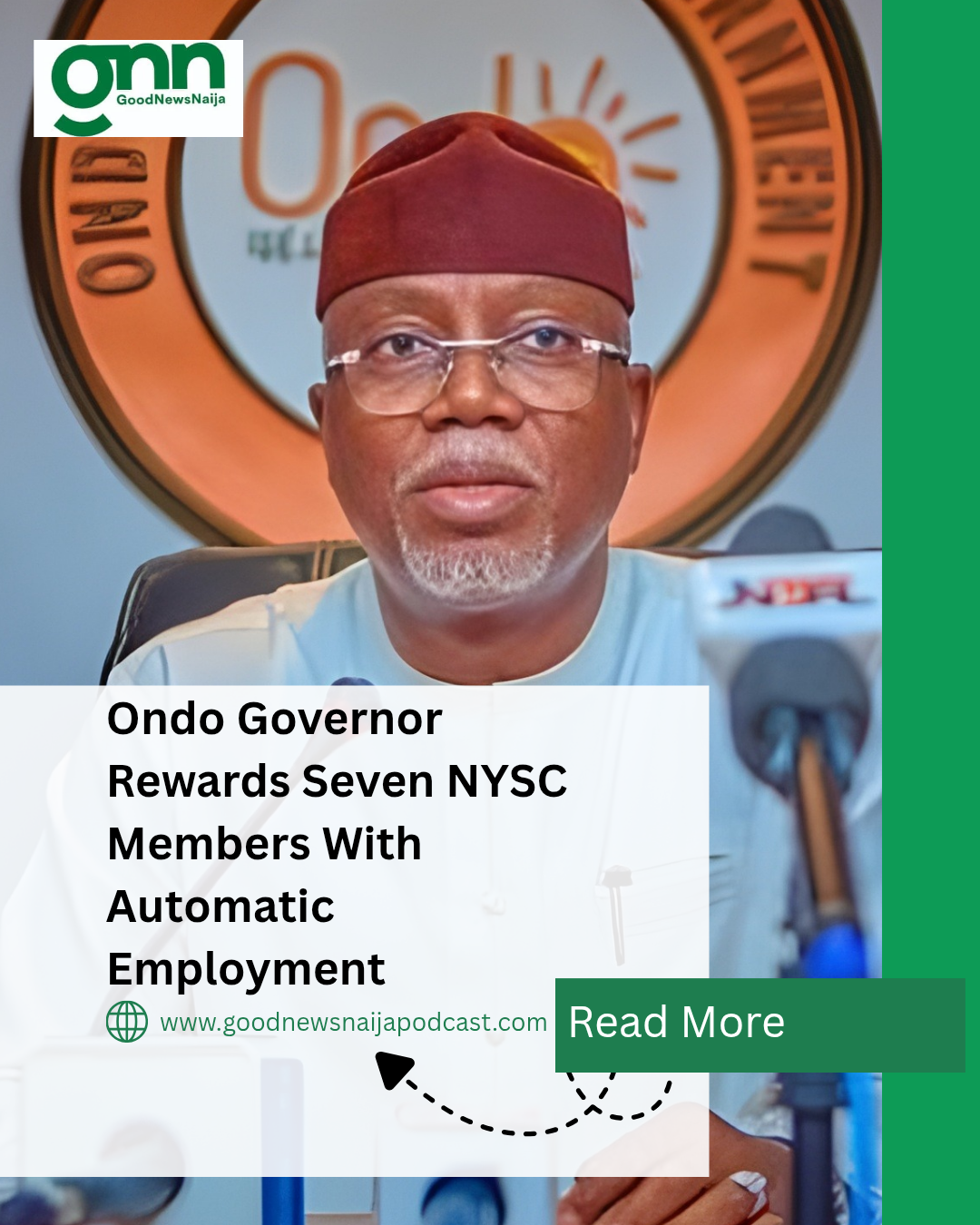 Ondo Governor Rewards Seven NYSC Members With Automatic Employment
Ondo State Governor, Lucky Aiyed...