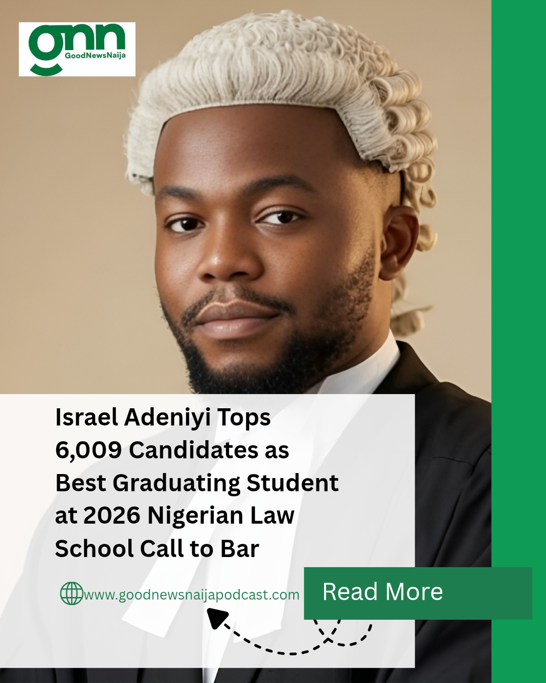 Israel Adeniyi Tops 6,009 Candidates as Best Graduating Student at 2026 Nigerian Law School Call to...