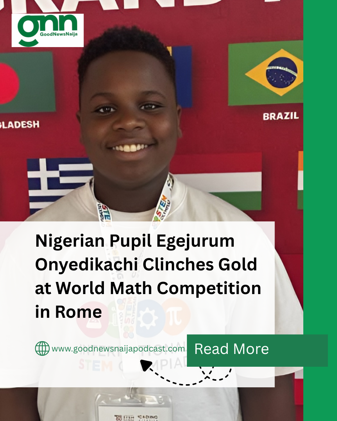 Nigerian Pupil Egejurum Onyedikachi Clinches Gold at World Math Competition in Rome
Nigerian primar...