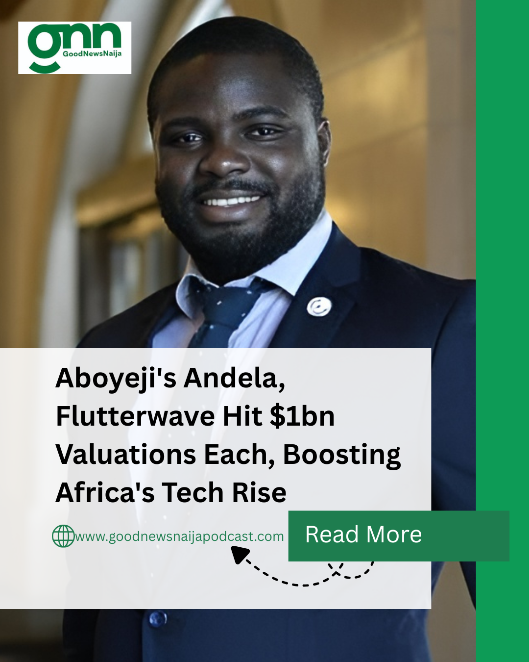 Aboyeji's Andela, Flutterwave Hit $1bn Valuations Each, Boosting Africa's Tech Rise
Iyinoluwa Aboye...