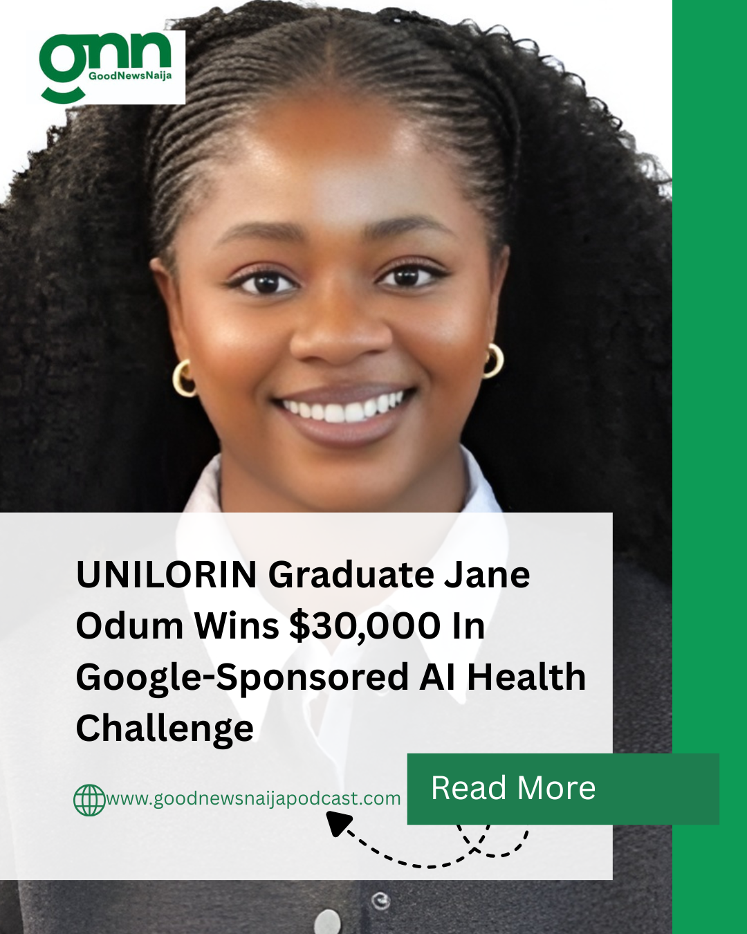 UNILORIN Graduate Jane Odum Wins $30,000 In Google-Sponsored AI Health Challenge
Jane Odum, an alum...