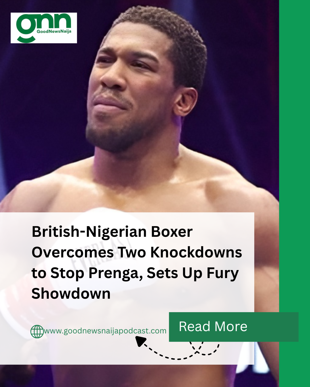 British-Nigerian Boxer Overcomes Two Knockdowns to Stop Prenga, Sets Up Fury Showdown
British-Niger...