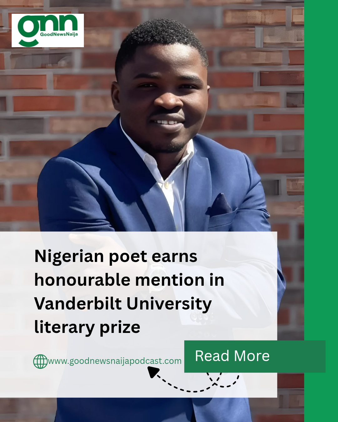 Nigerian poet earns honourable mention in Vanderbilt University literary prize
A Nigerian-born poet...