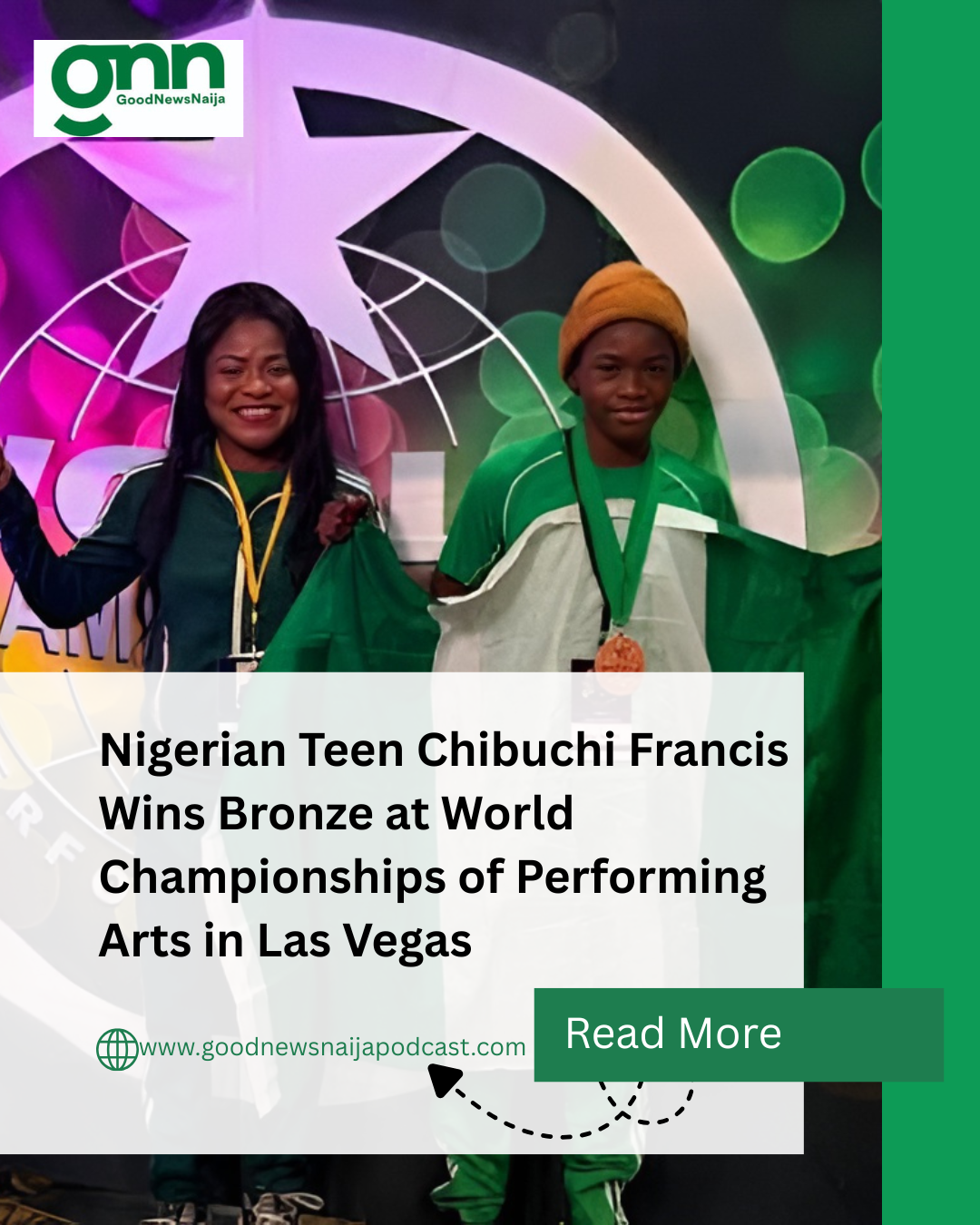 Nigerian Teen Chibuchi Francis Wins Bronze at World Championships of Performing Arts in Las Vegas
T...