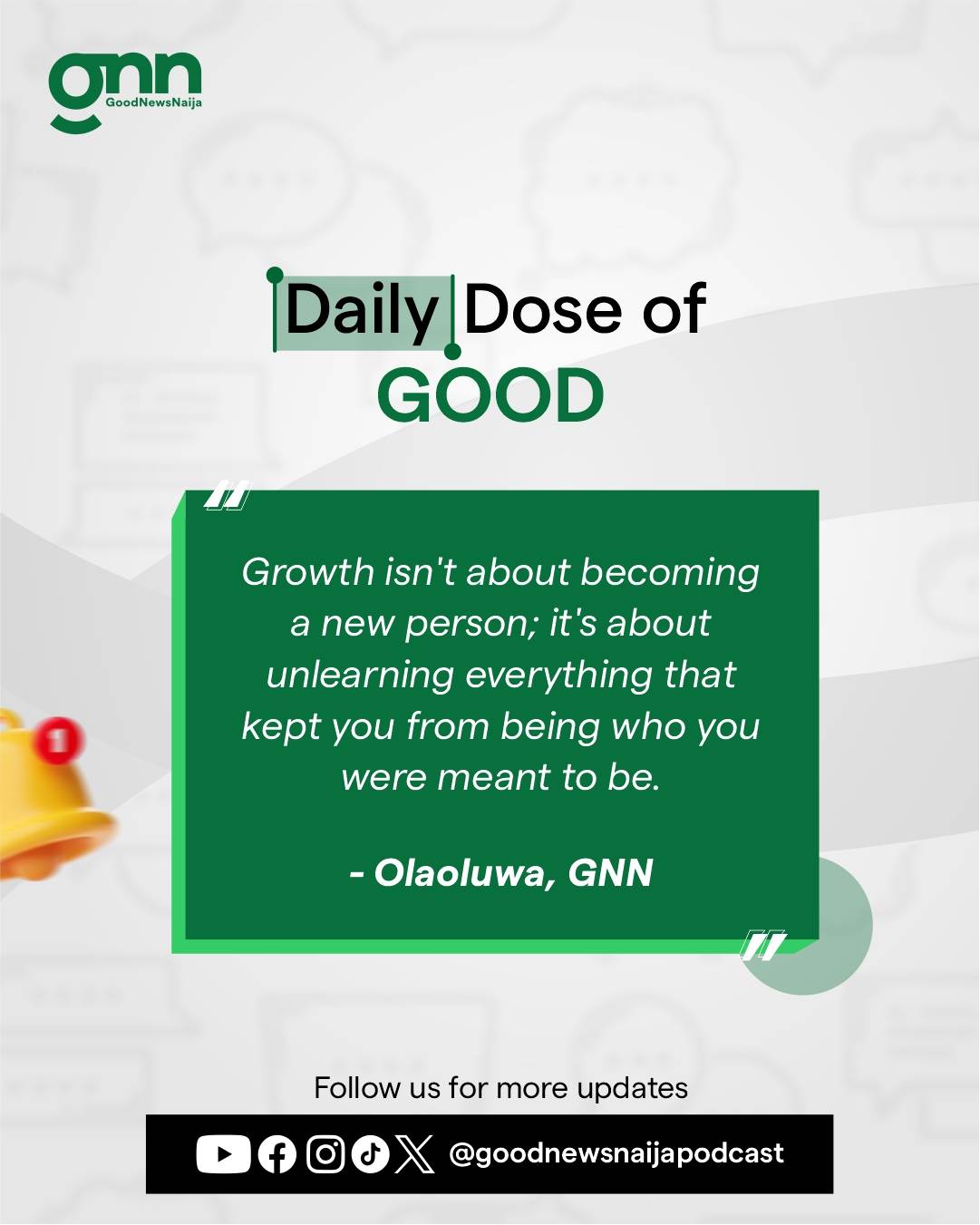 Follow @goodnewsnaijapodcast for more daily reminders.
#DailyDoseOfGood #GoodNewsNigeria #gentlerem...