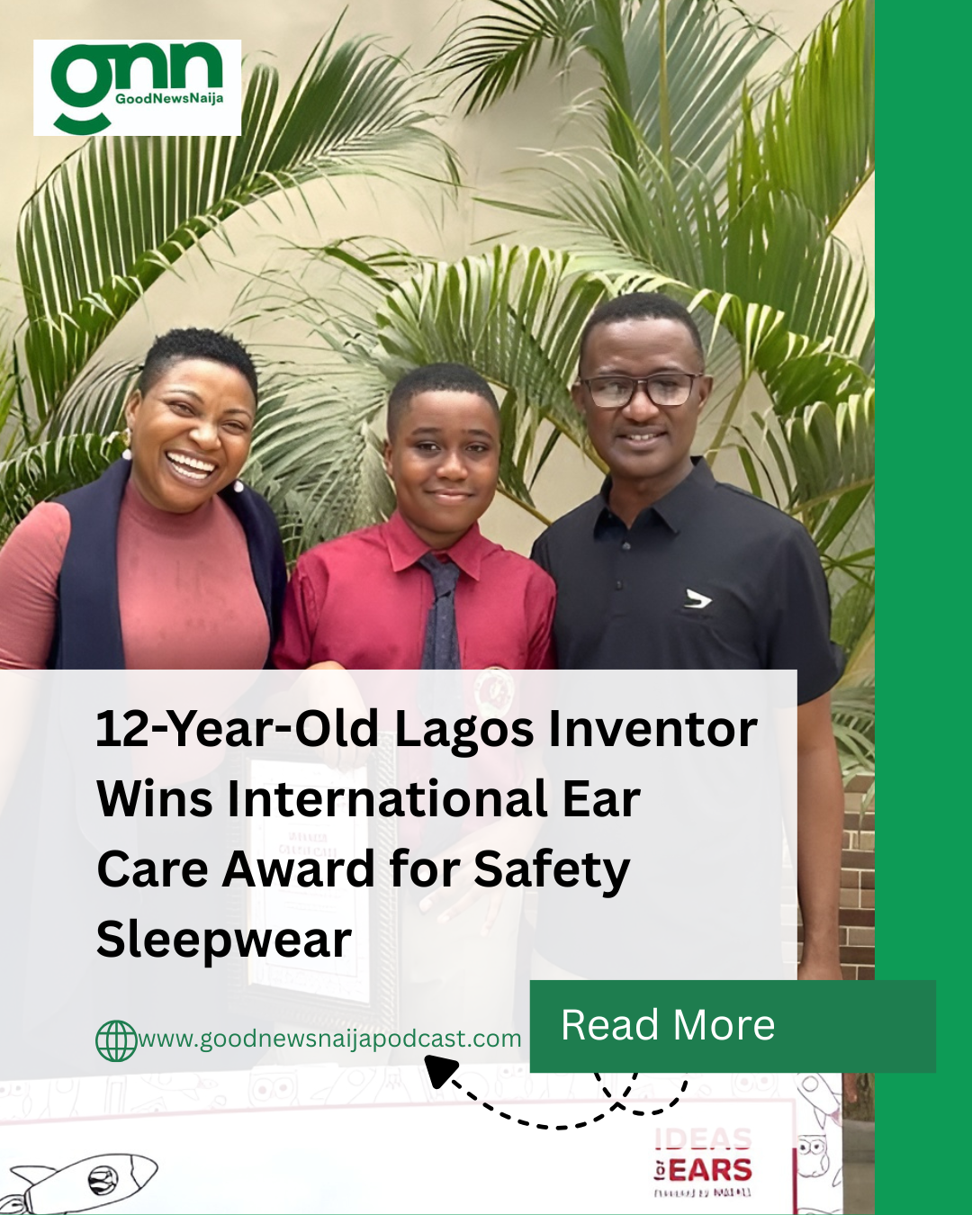 12-Year-Old Lagos Inventor Wins International Ear Care Award for Safety Sleepwear
A 12-year-old Nig...