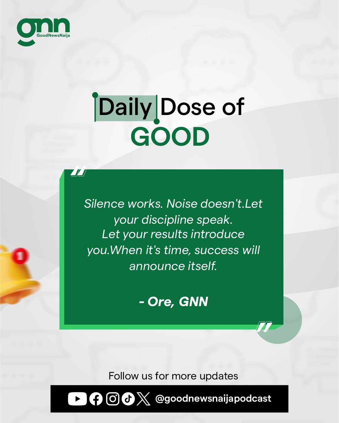 Follow @goodnewsnaijapodcast for more daily reminders.
#DailyDoseOfGood #GoodNewsNigeria #gentlerem...