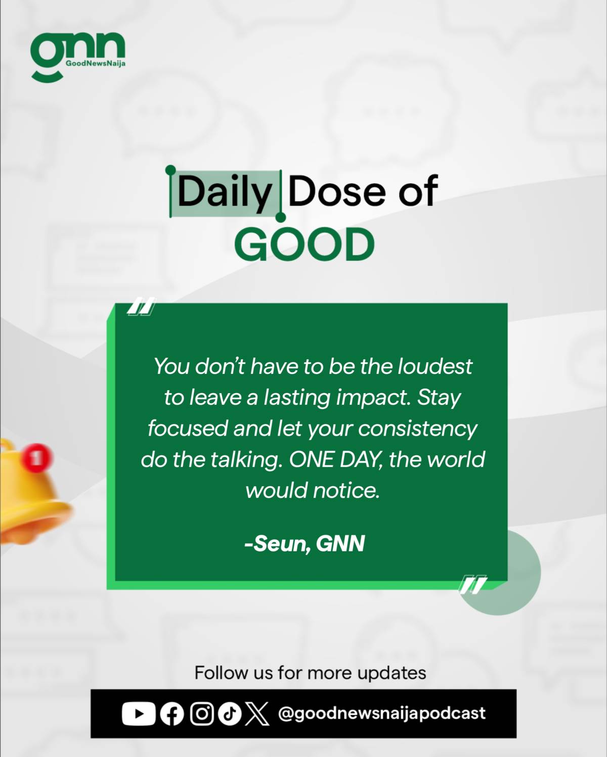 Follow @goodnewsnaijapodcast for more daily reminders.
#DailyDoseOfGood #GoodNewsNigeria #gentlerem...