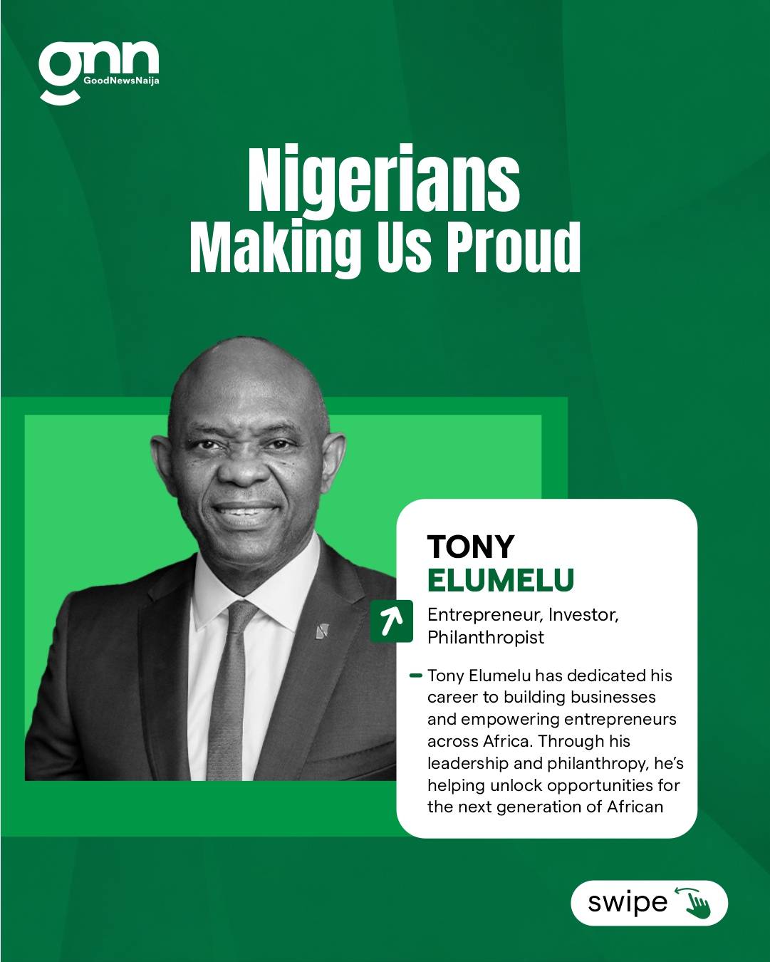 Tony Elumelu is an entrepreneur who understands that real success isn't just about what you build, i...