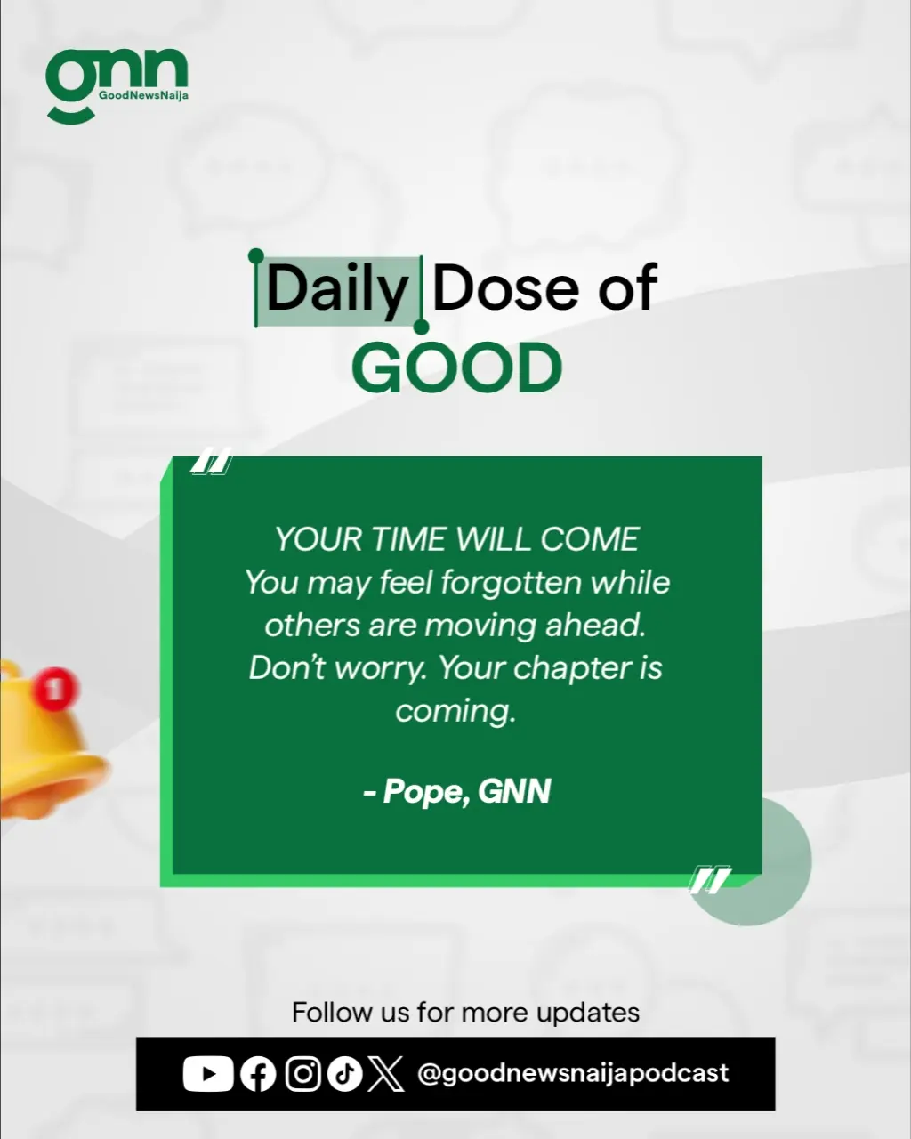 Follow @goodnewsnaijapodcast for more daily reminders.
#DailyDoseOfGood #GoodNewsNigeria #gentlerem...