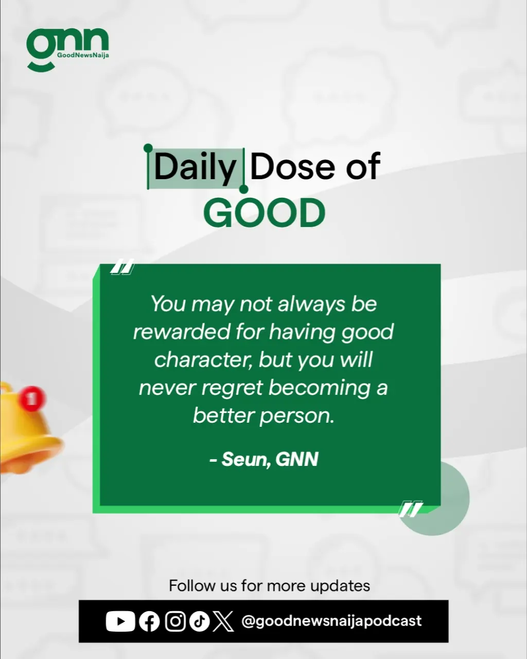 Follow @goodnewsnaijapodcast for more daily reminders.
#DailyDoseOfGood #GoodNewsNigeria #gentlerem...