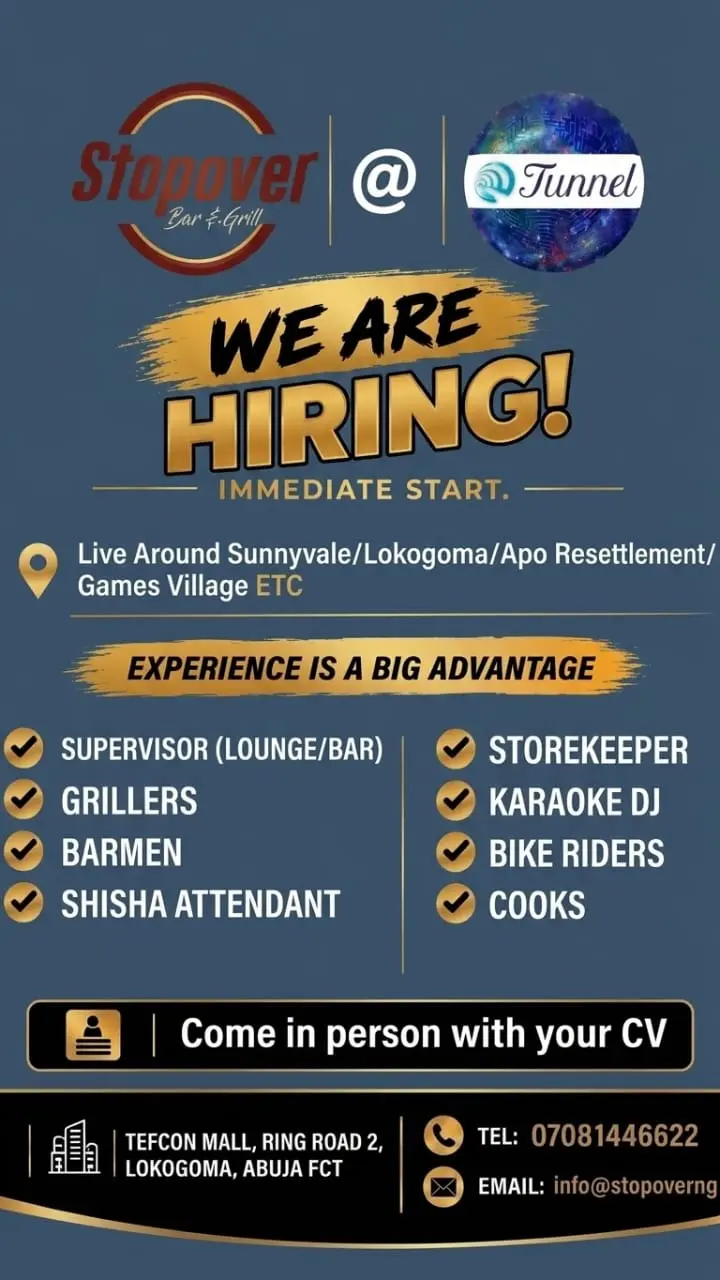 *SERIOUS CANDIDATES ONLY!*
*π INTERVIEW INFO:- WALK-IN WITH A COPY OF YOUR CV*
*π
TUESDAY, 6...