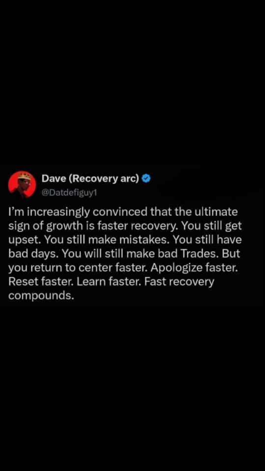 Fast recovery isn't weakness — it's wisdom.
Growth doesn't mean you stop falling. It means you get...