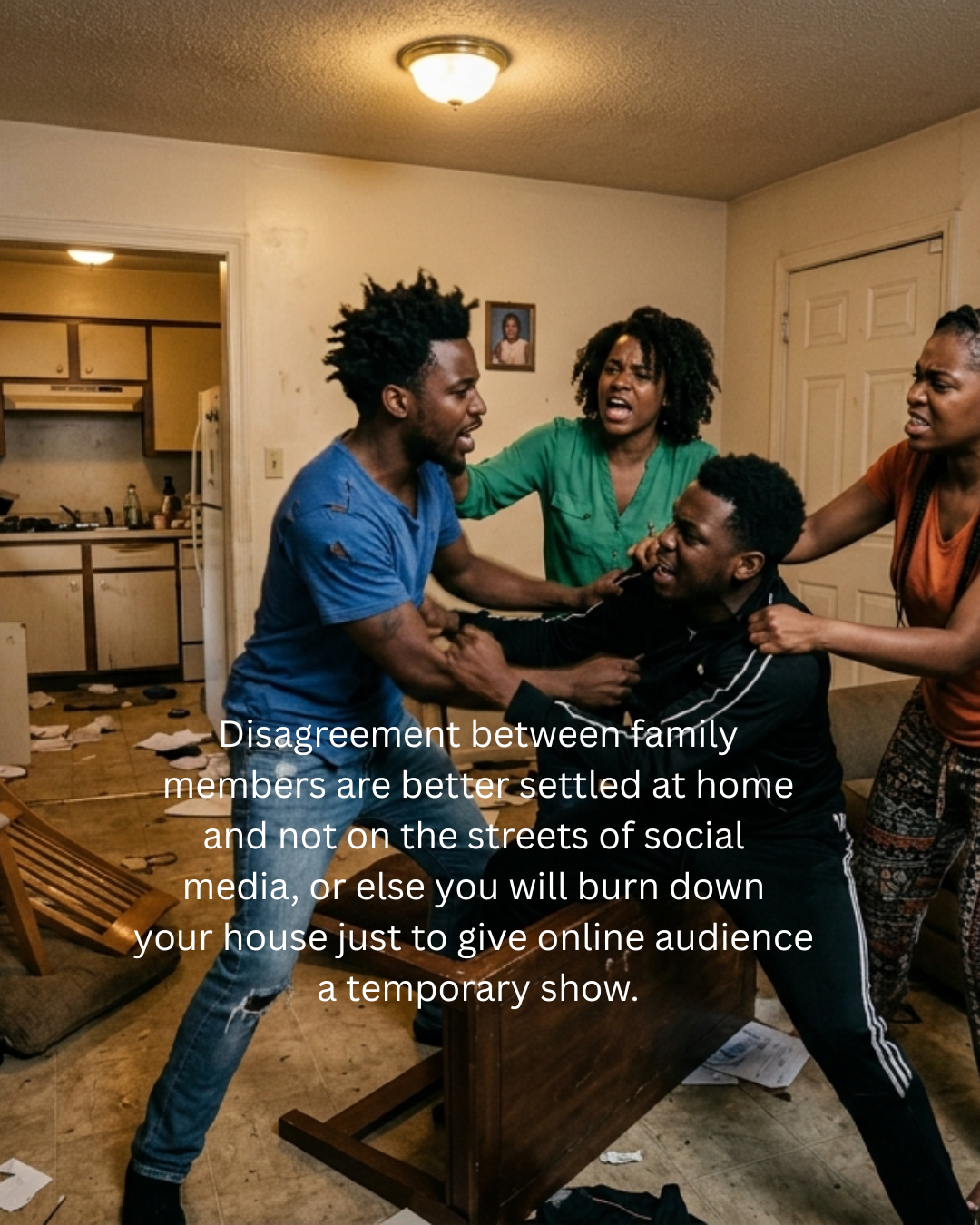 Disagreements between family members are better settled at home and not on the streets of social med...